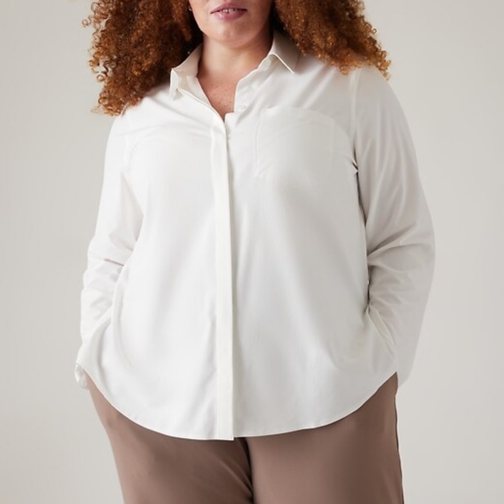 Athleta Ivory Button-Down Shirt